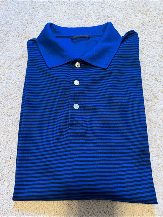 Chaps Other - Men’s Chaps Short Sleeve Polo Style Shirt Royal Blue & Black Striped